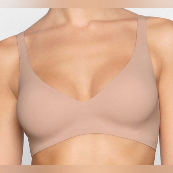 SKIMS Other - 💕NWT SKIMS Naked Plunge Adjustable Straps Unlined Bralette Bra Nude OCHRE XL